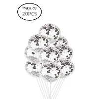 UBAACHI PREMIUM LATEX SILVER CONFETTI BALLOONS IN PACK OF 20PCS FOR BIRTHDAY DECORATION, FESTIVALS, BABY SHOWER, INDOOR  OUTDOOR PARTY FOR BOYS, GIRL, KIDS, HUSBAND, AND WIFE-thumb1