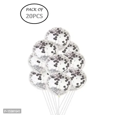 UBAACHI PREMIUM LATEX SILVER CONFETTI BALLOONS IN PACK OF 20PCS FOR BIRTHDAY DECORATION, FESTIVALS, BABY SHOWER, INDOOR  OUTDOOR PARTY FOR BOYS, GIRL, KIDS, HUSBAND, AND WIFE-thumb2