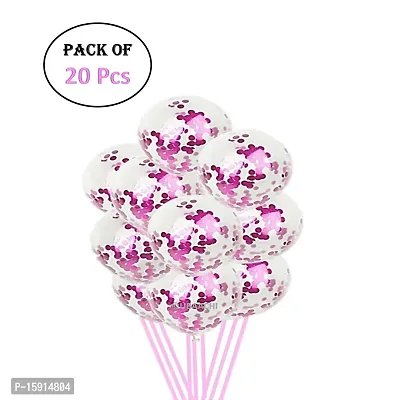 UBAACHI PREMIUM LATEX PINK CONFETTI BALLOONS IN PACK OF 20PCS FOR BIRTHDAY DECORATION, FESTIVALS, BABY SHOWER, INDOOR  OUTDOOR PARTY FOR BOYS, GIRL, KIDS, HUSBAND, AND WIFE-thumb2