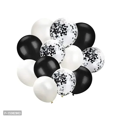UBAACHI PREMIUM LATEX BLACK CONFETTI  BLACK  WHITE METALLIC BALLOONS IN PACK OF 12 PCS FOR BIRTHDAY DECORATION, FESTIVALS, BABY SHOWER, INDOOR  OUTDOOR PARTY FOR BOYS, GIRL, KIDS, HUSBAND, AND WIFE-thumb0