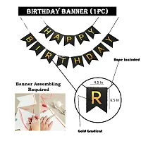 NAKOMOCO&reg; ALWAYS AWESOME BIRTHDAY COMBO OF 42PCS WITH HEART FOIL &ndash; FOR COUPLES, BHABHI, HUSBAND (BIRTHDAY BANNER  DARK BLACK FOIL CURTIAN BLACK  WHITE BALLOONS)-thumb2