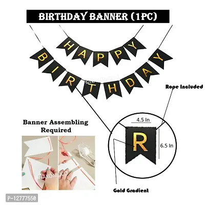 NAKOMOCO&reg; ALWAYS AWESOME BIRTHDAY COMBO OF 42PCS WITH HEART FOIL &ndash; FOR COUPLES, BHABHI, HUSBAND (BIRTHDAY BANNER  DARK BLACK FOIL CURTIAN BLACK  WHITE BALLOONS)-thumb3