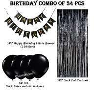 NAKOMOCO&reg; DARK BLACK BIRTHDAY COMBO OF 34PCS &ndash; FOR COUPLES, BHABHI, HUSBAND (BIRTHDAY BANNERBLACK FOIL CURTAIN BLACK LATEX BALLOONS)-thumb1