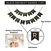 NAKOMOCO&reg; DARK BLACK BIRTHDAY COMBO OF 34PCS &ndash; FOR COUPLES, BHABHI, HUSBAND (BIRTHDAY BANNERBLACK FOIL CURTAIN BLACK LATEX BALLOONS)-thumb2