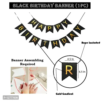 NAKOMOCO&reg; DARK BLACK BIRTHDAY COMBO OF 34PCS &ndash; FOR COUPLES, BHABHI, HUSBAND (BIRTHDAY BANNERBLACK FOIL CURTAIN BLACK LATEX BALLOONS)-thumb3