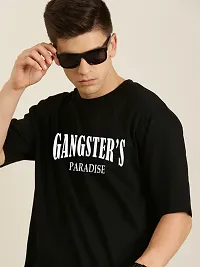 Off Shoulder oversize Black Color Gangster Paradise Round Neck T-shirt-thumb3