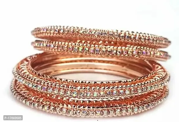 Stylish Fancy Designer Fancy Exclosive Cubic Zirconia Meenakari Rose Gold Bangles (Pack Of 4)-thumb0