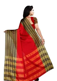 Groupon Designer Stripe Dot Design Work Pure Cotton Slab Saree For Women With Unstiched Blouse Piece Color:_ Red (E_Red)-thumb3