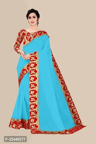 Elegant Aqua Blue Jacquard Saree with Blouse piece