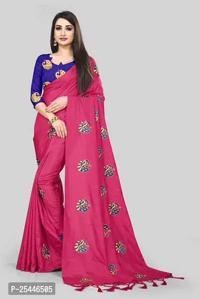 Elegant Pink Satin Saree with Blouse piece