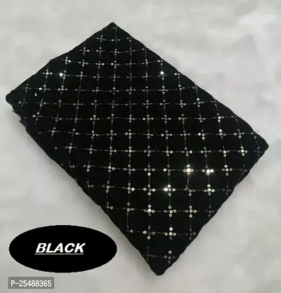 Stylish Velvet Black Unstitched Blouse For Women