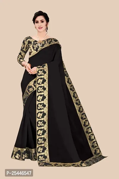 Elegant Black Jacquard Saree with Blouse piece-thumb0