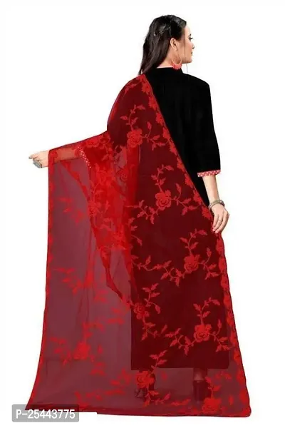 Elite Red Net Embroidered Dupatta For Women-thumb2