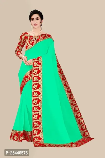 Elegant Mint Green Jacquard Saree with Blouse piece-thumb0