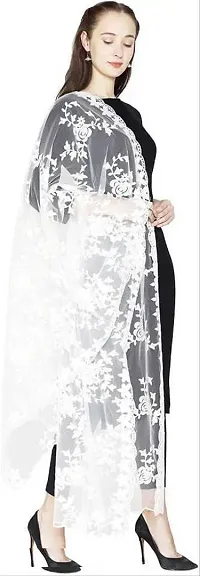 Elite White Net Embroidered Dupatta For Women-thumb2