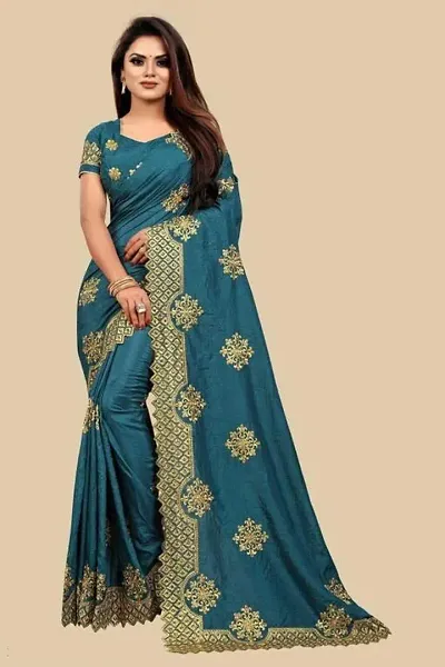 Cotton Silk Embroidered Sarees with Blouse piece