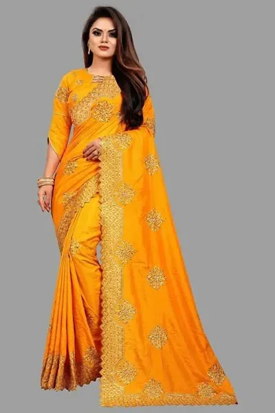 Must Have Art Silk Saree with Blouse piece 