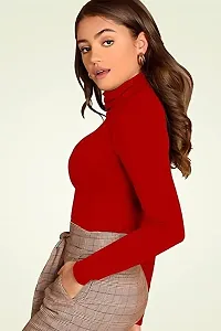 Sompal Traders Women's Solid High Neck Full Sleeve Top with Style of Turtle Neck Top for Women (red, XL)-thumb2