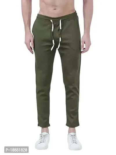 Sompal Traders Men's Cotton Track Pants | Smooth Feel, Extra Sweat Absorbent Loungewear (Olive, 32)