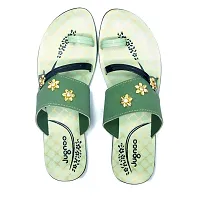 Handmade Designer Super Comfortable Slippers, Stylish Fancy Sandals, Women Fashion Green Sandals-thumb3