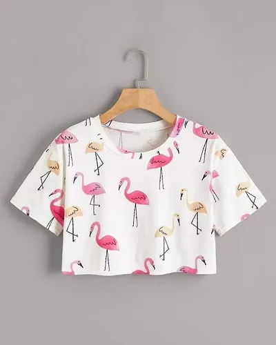 Flamingo Print Soft Tee Shirt Top