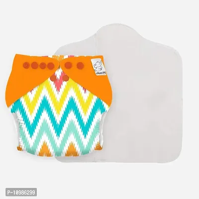 New Age Reusable, Waterproof and Washable Cloth Diapers for Babies ( 0-2 years).Contains 1 Diaper, 1 Wet-Free Organic Cotton Pad and 1 Booster Pad. Fits 5kg - 14kg babies ndash; Rainbow Roars-thumb0