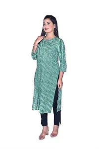 PINK GALAXY Women's Pure Cotton Screen Print Lehriya Kurti-thumb3