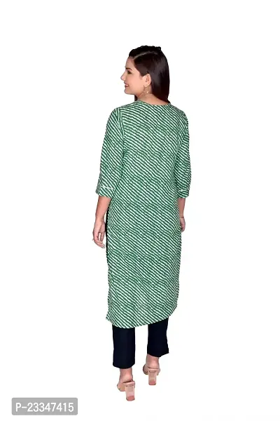 PINK GALAXY Women's Pure Cotton Screen Print Lehriya Kurti-thumb2