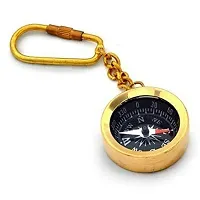 PINK GALAXY Brass Magnetic Direction Compass Keychain and Brass Sand Timer Hourglass Keychain Set of 2-thumb1