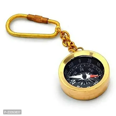 PINK GALAXY Brass Magnetic Direction Compass Keychain and Brass Sand Timer Hourglass Keychain Set of 2-thumb2