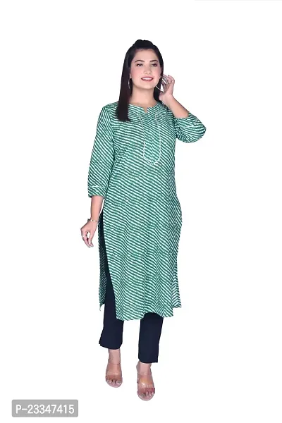 PINK GALAXY Women's Pure Cotton Screen Print Lehriya Kurti-thumb3