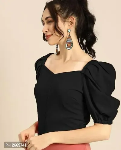 Classic Solid Crop Top for Women-thumb3