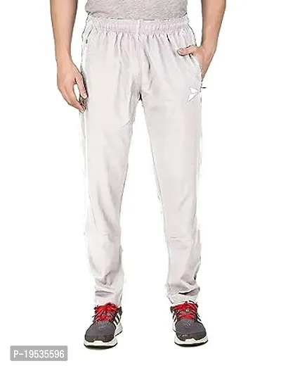 Stylish White Cotton Blend Solid Regular Track Pants For Men-thumb0