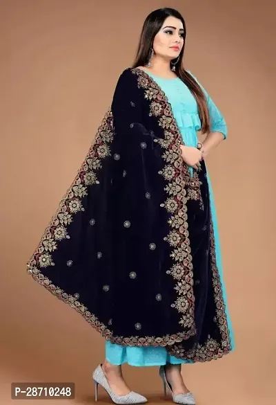 Stylish Velvet Embroidery Dupatta For Women-thumb0