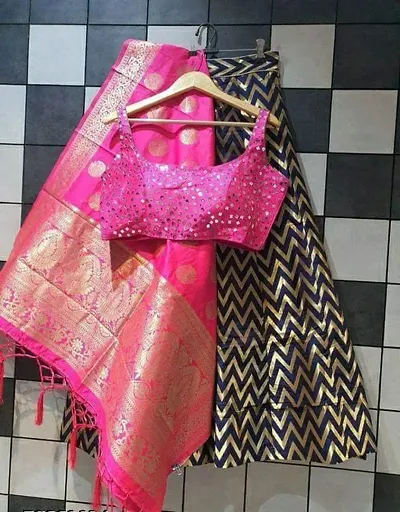 Stylish Silk Printed Lehenga Choli Set For Women