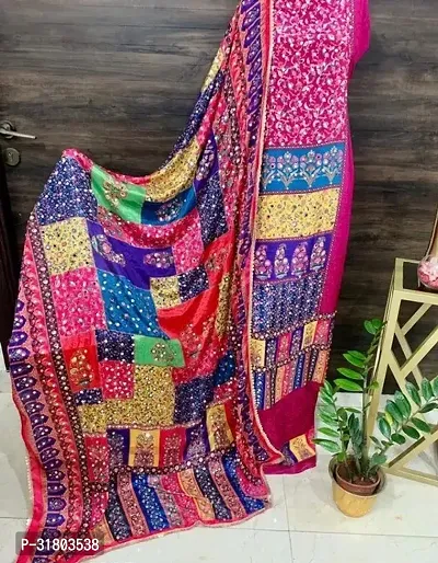 Stylish Silk Printed Dress Material with Dupatta for Women