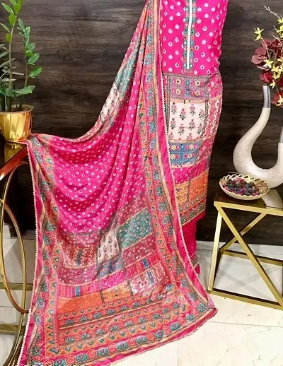 Stylish Silk Unstitched Suits Material For Women