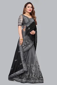 Beautiful Black Net Women Saree with Blouse piece-thumb3