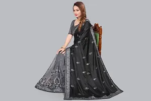 Beautiful Black Net Women Saree with Blouse piece-thumb2