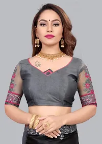 Beautiful Pink Net Women Saree with Blouse piece-thumb1