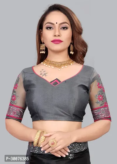 Beautiful Pink Net Women Saree with Blouse piece-thumb2