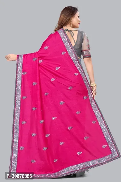 Beautiful Pink Net Women Saree with Blouse piece-thumb5