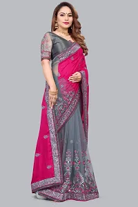 Beautiful Pink Net Women Saree with Blouse piece-thumb3