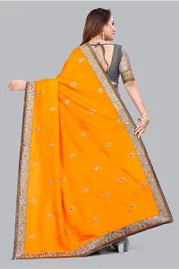 Beautiful Mustard Net Women Saree with Blouse piece-thumb4