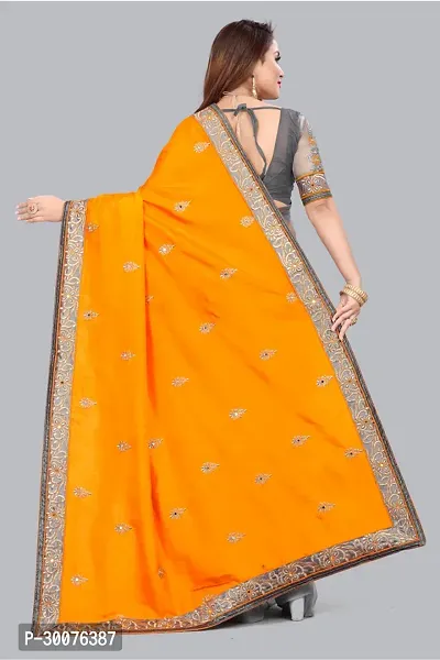 Beautiful Mustard Net Women Saree with Blouse piece-thumb5