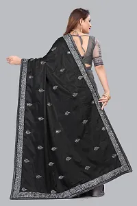 Beautiful Black Net Women Saree with Blouse piece-thumb4