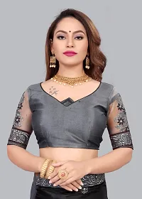 Beautiful Black Net Women Saree with Blouse piece-thumb1