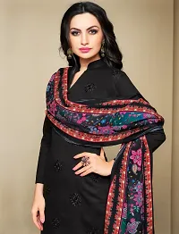 Stylish Cambric Cotton Black Printed and Embroidered Salwar Suit Set For Women-thumb1