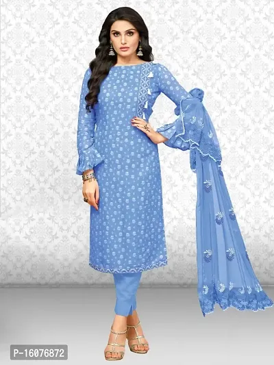 Exclusive Satin Cotton Embroidered Work New Collection Unstitched Salwar Suit For Women's-thumb0