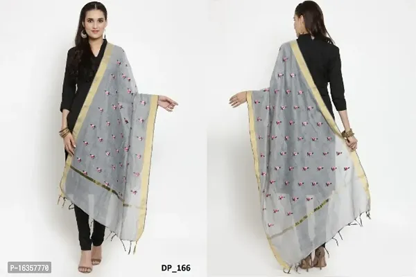 Exclusive Chanderi Silk Thread Embroidered Work Smooth Dupatta for Womens